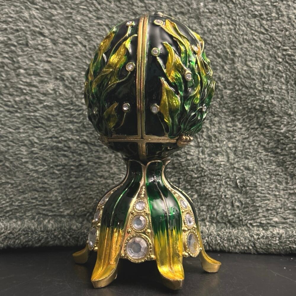Vintage Rue Moliere Jewel Egg Music Box Dance of the Sugar Plum Fairy Works